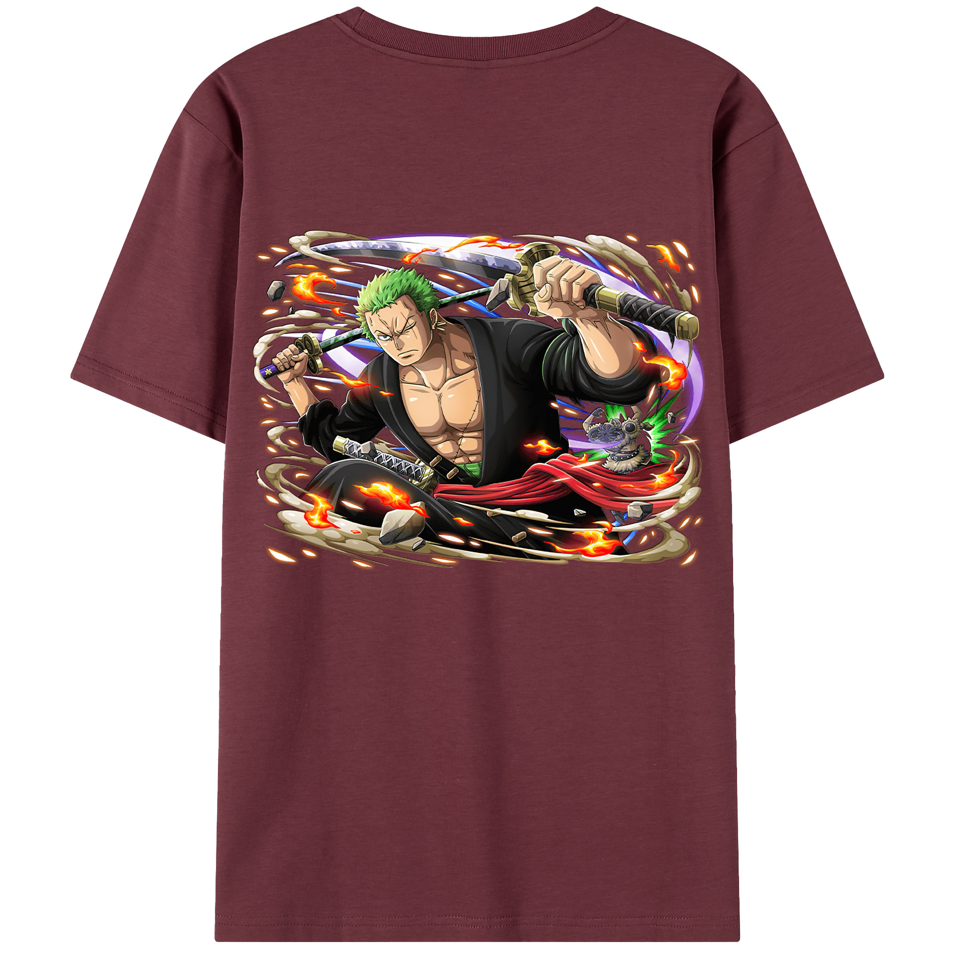 ワンピース ロロノア・ゾロ ONE PIECE Roronoa Zoro 綿100％半袖Tシャツ（背面プリント）